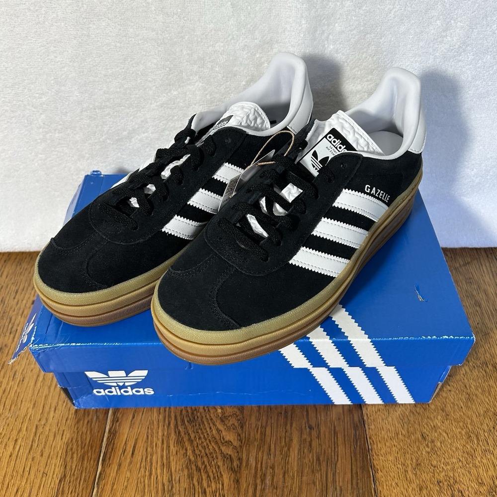 Adidas Womens Size 9.5 Black Gazelle Bold Low Top Platform IE0876 Athletic Shoes